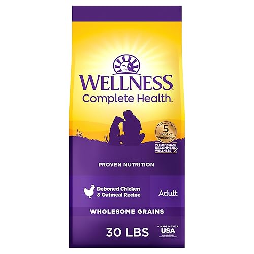 Wellness Complete Health Adult Dry Dog Food, Wholesome Grain Kibble, Natural, Chicken and Oatmeal Recipe, 30 lb Bag