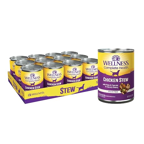 Wellness Complete Health Stew Adult Canned Wet Dog Food, Grain Free, Natural, Chicken Recipe, 12.5 oz, Pack of 12 Cans