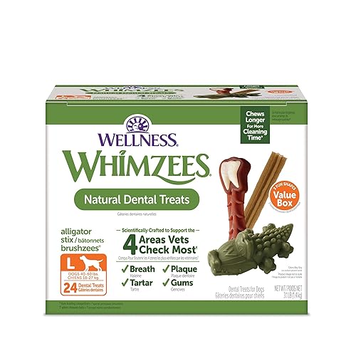 Wellness WHIMZEES Value Pack Natural Dog Dental Treat, Chews, Freshens Breath, Large Size, 50.9 oz Box, 24 Count