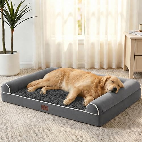 WESTERN HOME Large Dog Bed, Orthopedic Dog Beds for Senior Dogs, Waterproof XL Pet Beds with Washable Removable Cover, Extra Large Soft Nonskid Bottom Pet Sofa Couch, 42in, Dark Grey