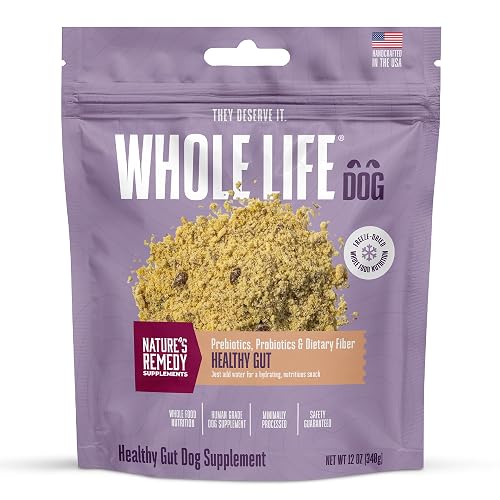 Whole Life Dog Healthy Gut Daily Dog Supplements, Human Grade Probiotics for Constipation Relief, Anti-Diarrhea, Vomit Remedy & Digestive Support, Health Supplies - 90 Servings