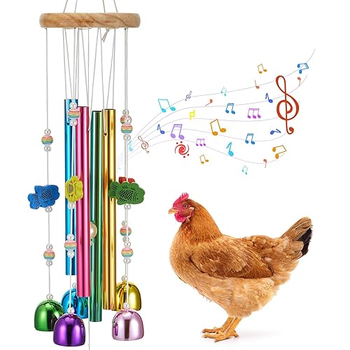 WinnerWhy Chicken Chew Toys for Coop Multicolor Chicken Wind Chime Enrichment Toys Art Hanging Decoration for Bird Parrot Parakeet Budgerigar Lovebird