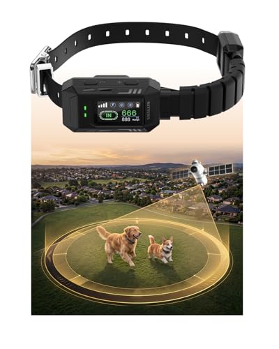 Wireless Dog Fence & GPS Dog Collar - Invisible Fence with Extenal Antenna, Shock Collar for Boundary Training, Stable Signal, Adjustable Range up to 9999ft, IPX7 Waterproof & Rechargeable, Keep Safe