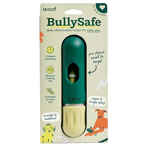 WOOF BullySafe - Bully Stick Holder - Durable Dog Chew Holder for Safe, Long-Lasting Play - Easy to Clean - No More Swallowed Ends - for Dogs 10+ lbs