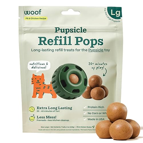 WOOF Pupsicle Chicken Refill Pops, Delicious Long Lasting Dog Treats, Wholesome Ingredients, Pre-Made Large Pupsicle Refills Pops- For Dogs 25 - 75 lbs - 7 count