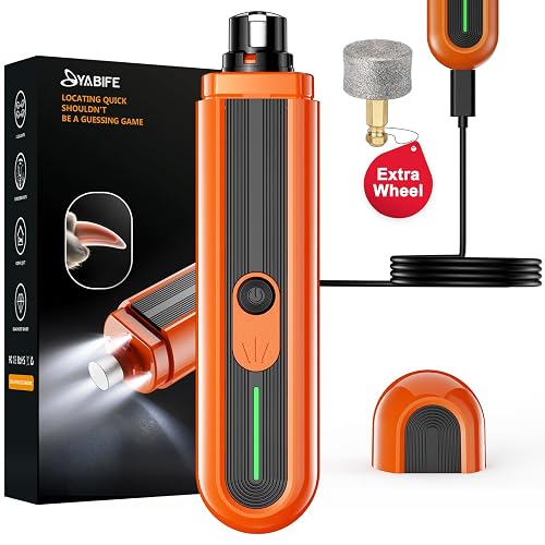 YABIFE 4-Lights Dog Nail Grinder, Easy Quick Locate Dog Nail Trimmers, for Puppy Paw Toenails or Pets from Small, Medium to Large, with Travel Lock, Whisper Quiet, Heavy Duty 3 Speeds