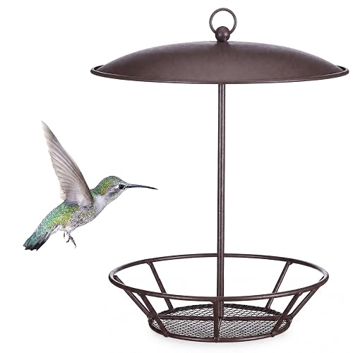 Ziliny 1 Pack Cylinder Bird Feeder Outdoor Seed Cake Feeder Metal Suet Cake Holder Backyard Wild Birdfeeding Bird Feeders for Outdoors Garden (Brown)