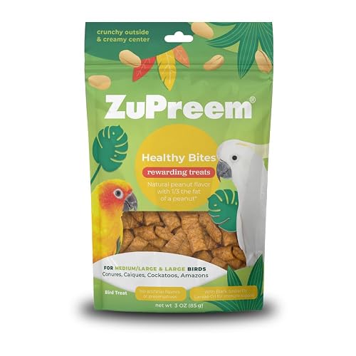 ZuPreem Healthy Bites, Rewarding Bird Treat, Medium/Large to Large Birds, No Artificial Flavors or Preservatives, Treat for Conures, Caiques, Cockatoos, and Amazons, 3oz