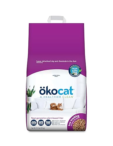 ökocat Less Mess Low Tracking Wood Clumping Cat Litter Mini- Pellets, Unscented, 21.5 pounds - Natural Ingredients, Stops Odor, Clumps Solid, 99% Dust Free, Great for Long-Hair Breeds