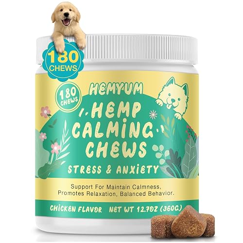 Неmр Calming Chews for Dogs, Anxiety Relief, Sleep Calming Aid, Health & Wellness Supplements for Dog Separation Barking, Chicken Flavor, 180 Chews for All Breeds Ages